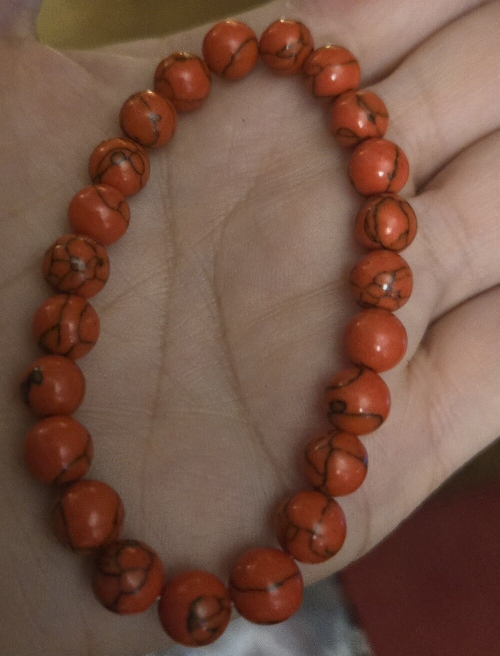 Red Beaded Stretch Bracelet - Unbranded